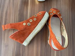 Slingpumps Sandalen Peeptoes , Leder. NP 140Fr.