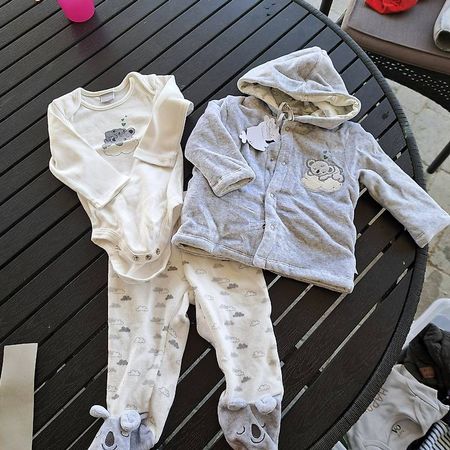 Set Baumwolle - Body, Hose, Jacke - NEU - Smile/Migros - 68