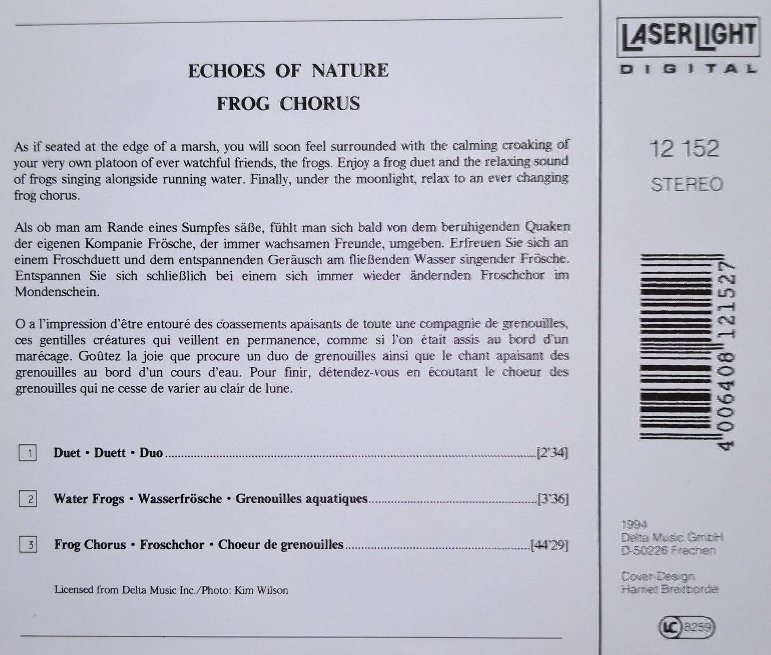 CD: ECHOES OF NATURE - FROG CHORUS - CD – Usato da Greifensee venduto da scharmant 1