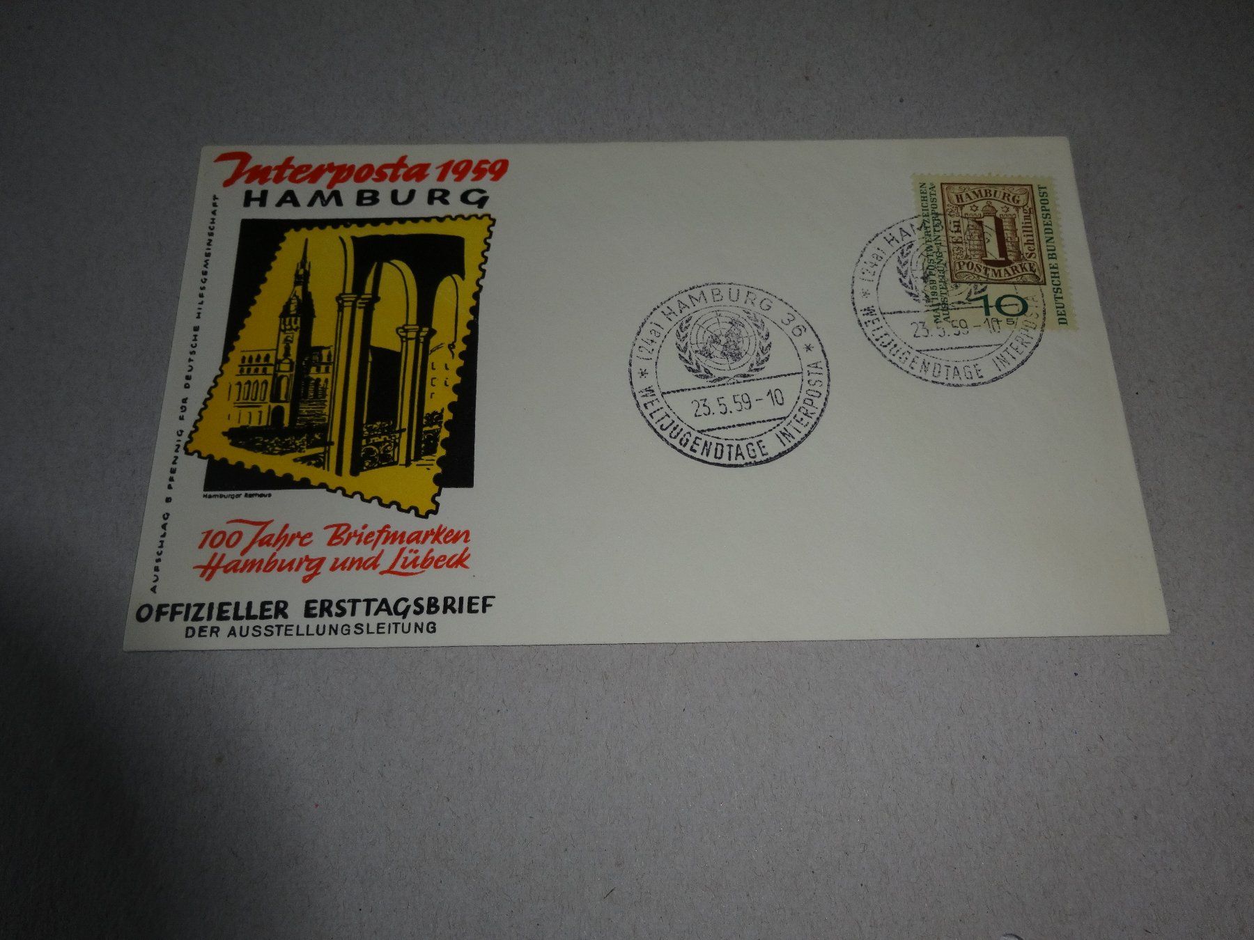 Tutti i francobolli: Ersttagsbrief Interposta Hamburg 23.5.1959 – Usato da Neerach venduto da jenny062