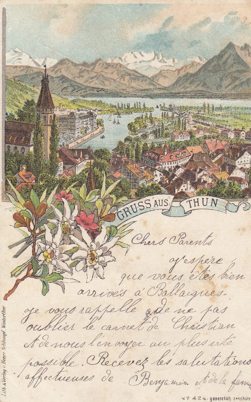 Cartoline postali: Thun  BE       um  1 8 9 9 – Usato da Brig venduto da Valcards54