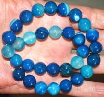 Stein Perlen Strang B-1144 – Blaue Streifen Achat 12mm Perle
