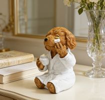Süße Hunde Dekofigur im Bademantel