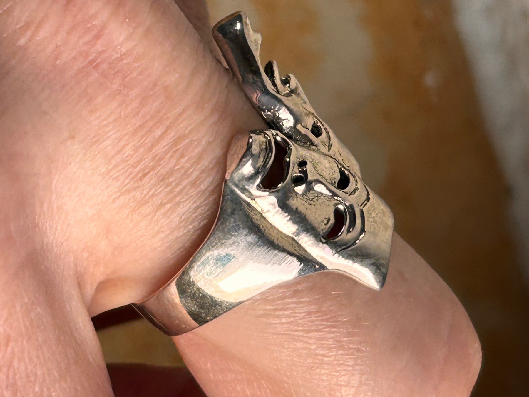 Anelli: Silber Ring, Theater Masken  (Grösse 63) – Usato da Dittingen venduto da Bellevista 2