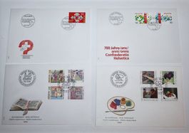 Briefmarken / 4 Ersttagsbriefe Schweiz Bund