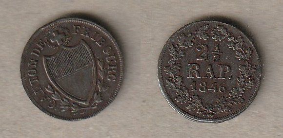 Alle Münzen: Fribourg, Kreuzer 1846 – Gebraucht aus Allschwil von Coinfreak
