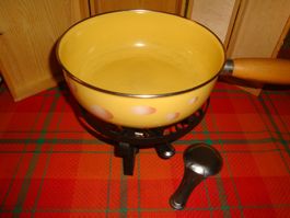 Fondue-Set gelb mit Rechaud und Brenner
