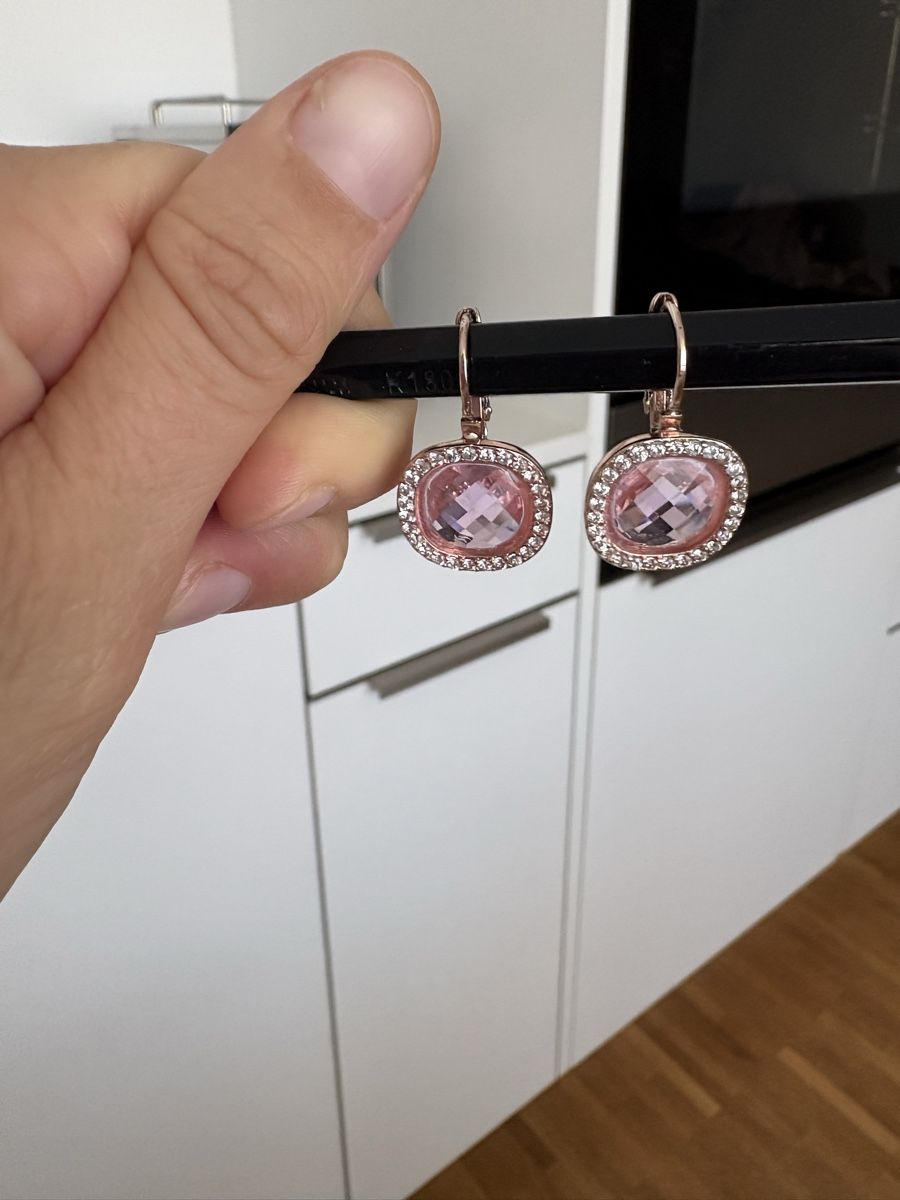 Orecchini pendenti & Orecchini a lobo: Modeschmuck mit rosa Glasstein – Usato da Thun venduto da _Cathy