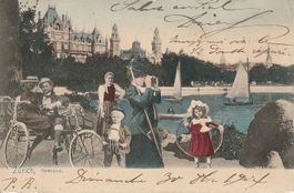 Super Foto Litho eingefügte animierte Figuren Zürich 1904