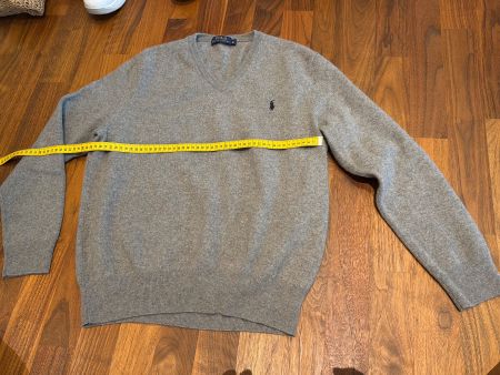 Grauer Strickpulli von Polo Ralph Lauren in Merinowolle XL