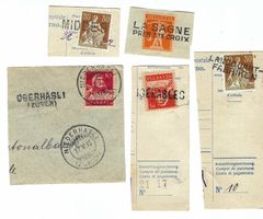 5 Ausschnitte mit Stabstempeln 6l