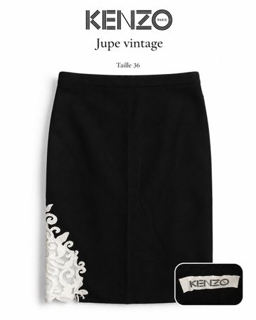Jupe KENZO vintage noire dentelle T36