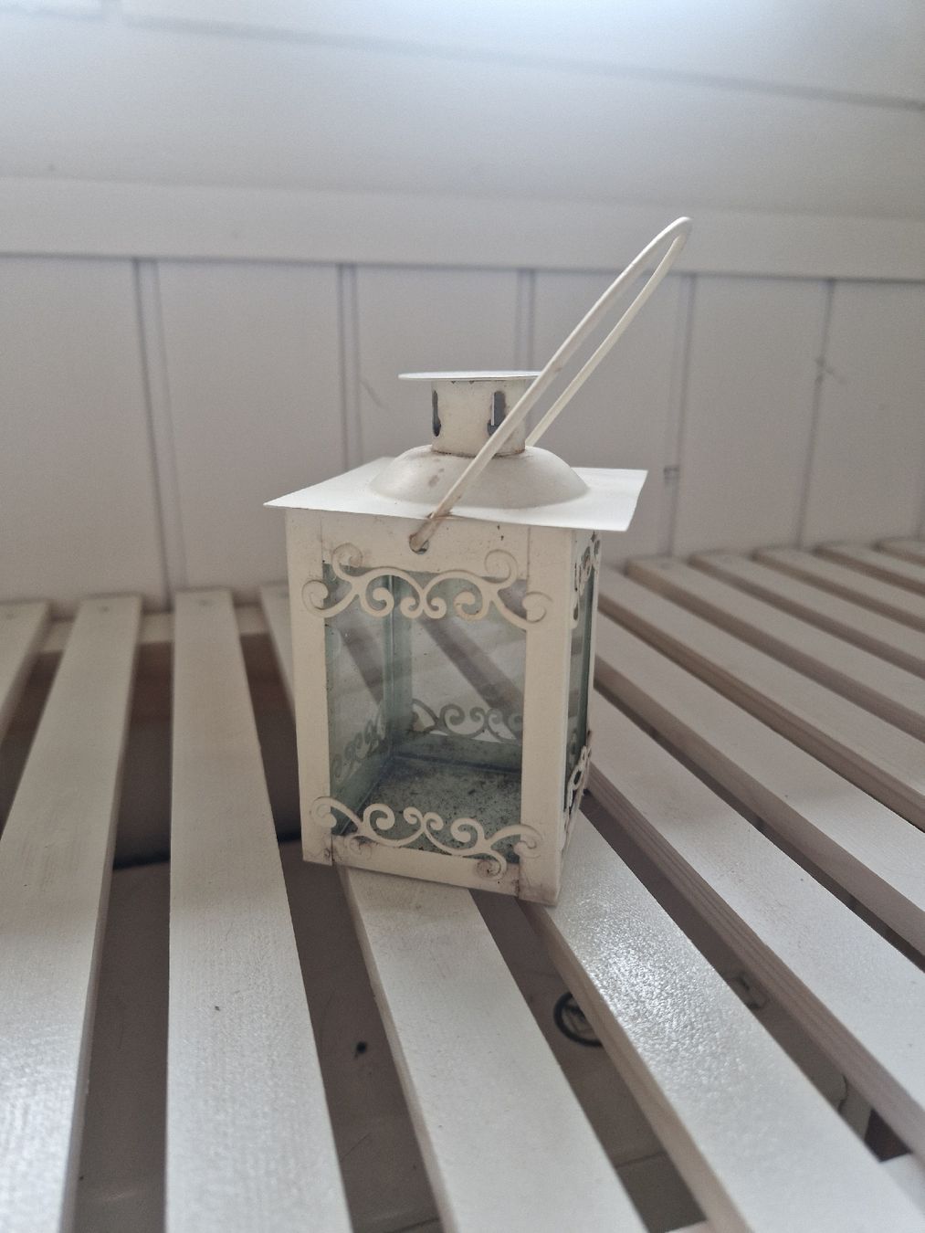 Lanterne: Kleines weisses Laternchen, Vintage Stil – Usato da Weggis venduto da Oswadan