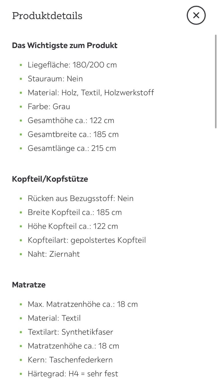 Letti: NEU Boxspringbett Papilon, silberfarben, 180x200cm – Nuovo (secondo la descrizione) da Schlieren venduto da hye_jv95 7