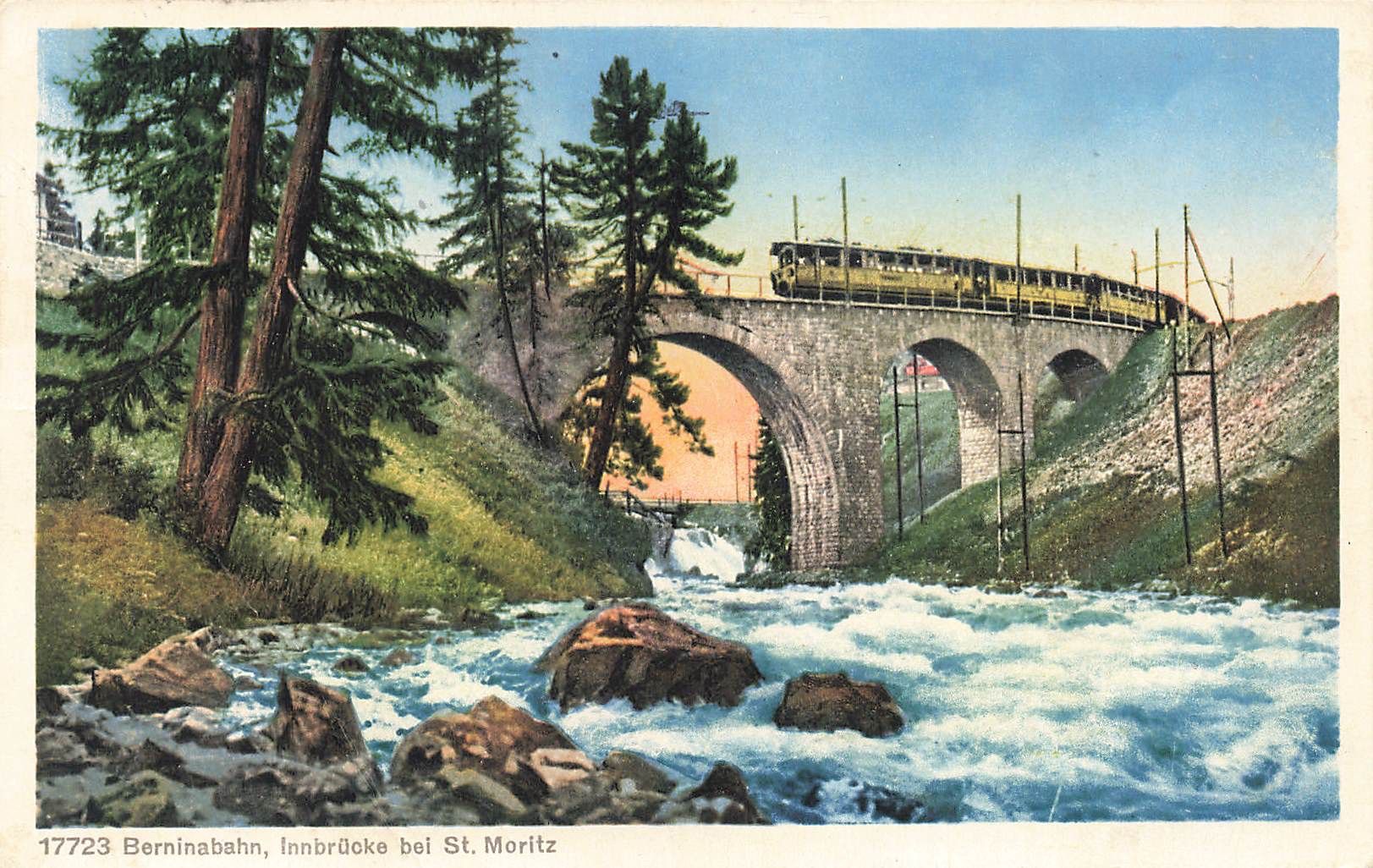 Ansichtskarten: Berninabahn Innbrücke st Moritz – Gebraucht aus Biasca von Blenio71