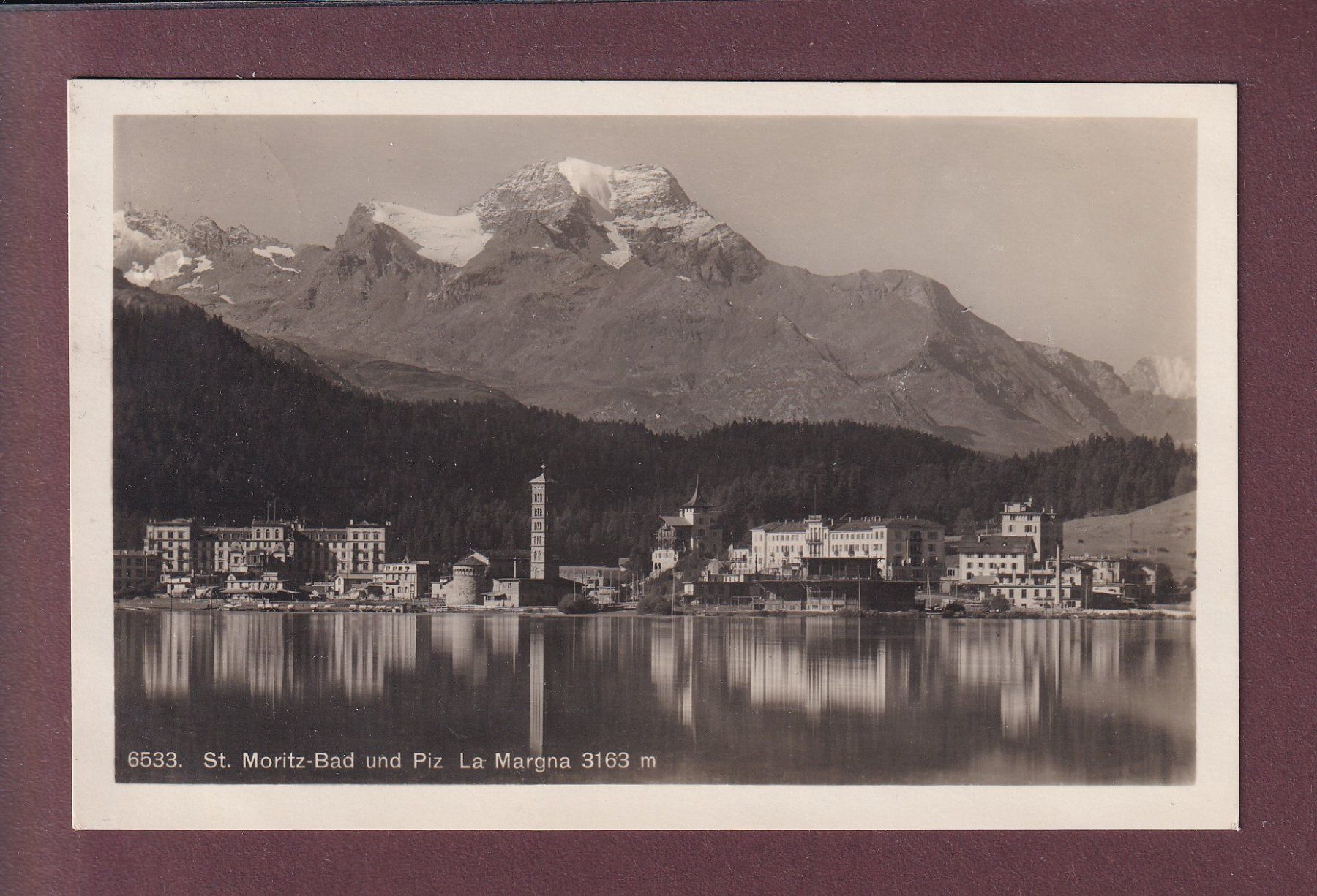 Cartoline postali: ST. MORITZ-BAD- Piz La Margna – Usato da Pully venduto da nicecards