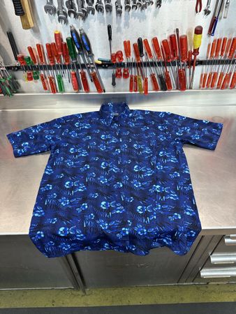 Herren Hemd Longe blau gemustert