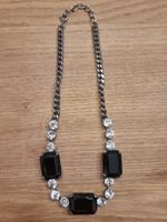 Elegante Statement Kette schwarz mit Strass