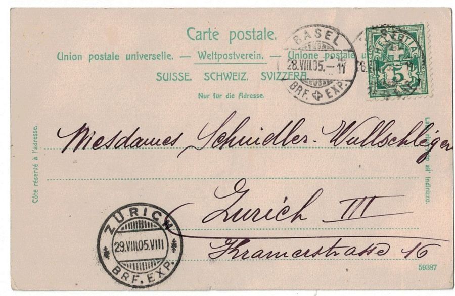 Cartoline postali: Basel, Spalenring, Tram, gelaufen 1905 – Usato da Frauenfeld venduto da POML 1