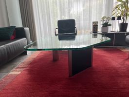 Salontisch Glas Metall dunkles Element Zustand gut