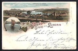 Litho Luzern, Barque du Lac, Panorama av
