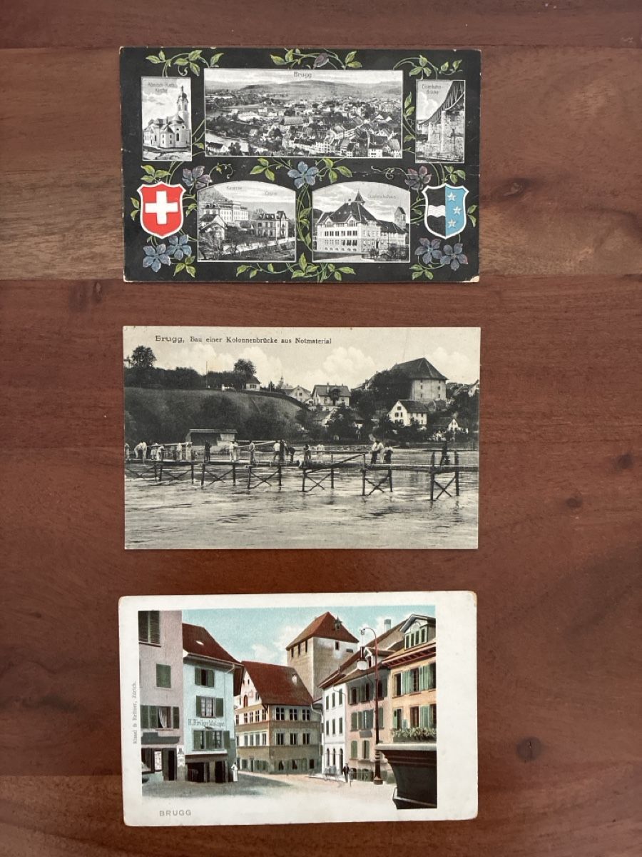 Ansichtskarten: 3 Ansichtskarten Schweiz Brugg AG – Gebraucht aus Oftringen von Cla.vD.74
