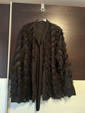 Schwarze Fransen Bluse, Gr. M