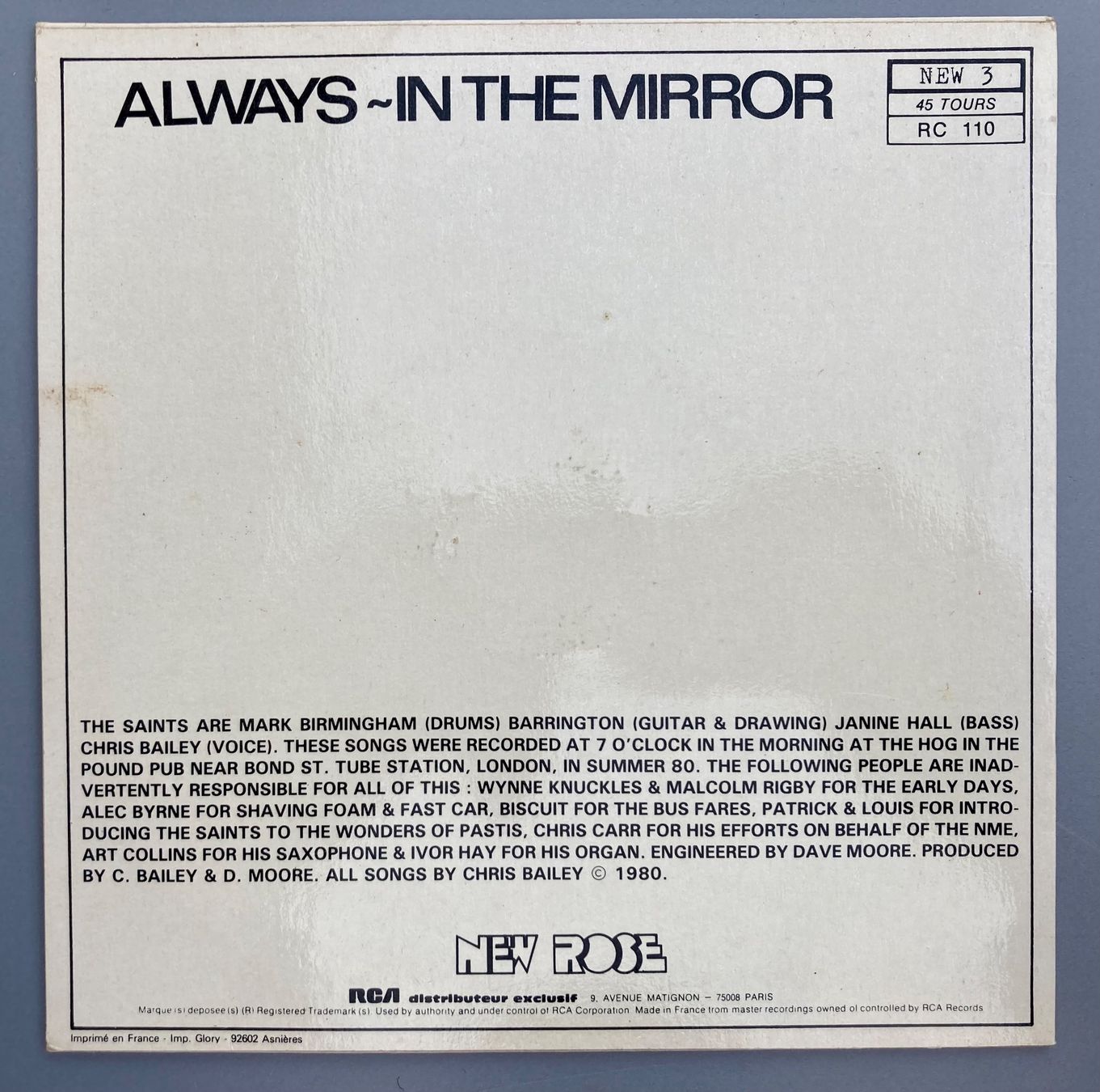 Dischi in vinile: THE SAINTS - ALWAYS-IN THE MIRROR – Usato da Poliez-Pittet venduto da Newtown-Records 2