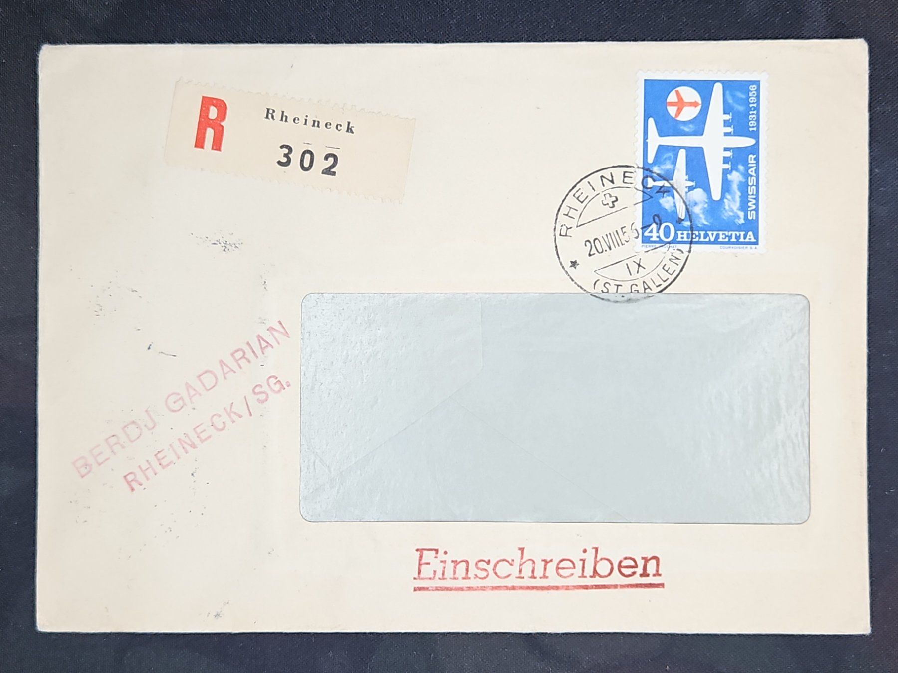 Tutti i francobolli: CL23 Enveloppe + Timbre Suisse 1956 – Usato da Cousset venduto da Patrick_Collections