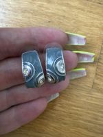 Ring und Ohrringe Set Grau Silberfarben Steine guter Zustand