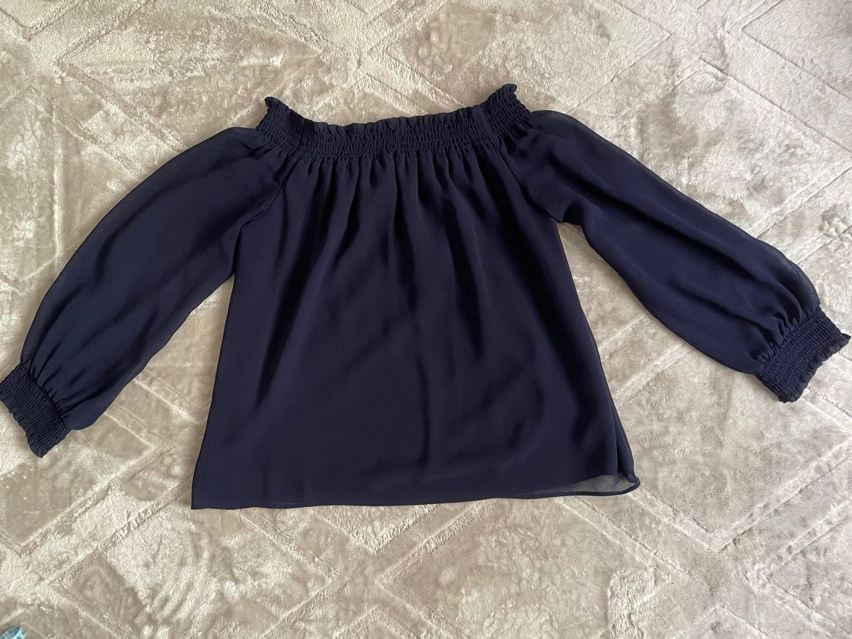 Camicette: Damen Off-Shoulder Bluse gr. 38 dunkelblau – Usato da Zürich venduto da Maggi1980