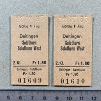 Deitingen - Solothurn (West), 2 Bahnbillette, 1609, 1610