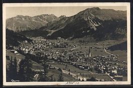 AK Davos, Generalansicht mit der Kirche