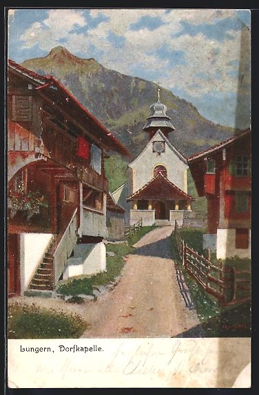 Cartoline postali: AK Lungern, Dorfkapelle, 1906 – Usato da Berlin venduto da bartko-reher