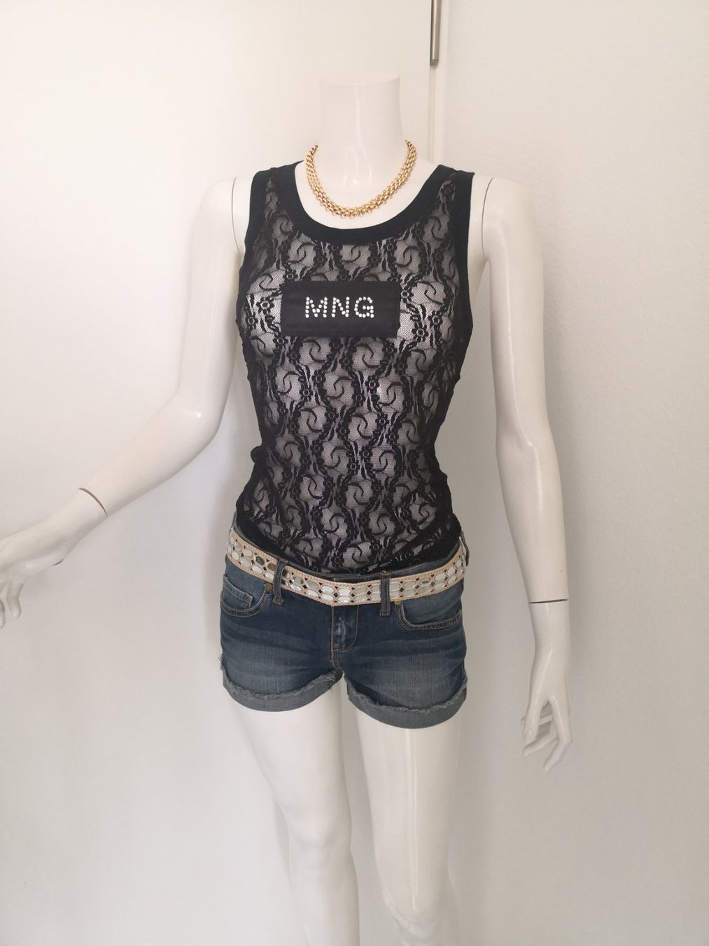 Mango Tops: 🤩MANGO SPITZEN-TOP STRETCH SCHWARZ MIT STRASS – Neuf (Voir description) à Olten par Naja-Twins-Twins 7