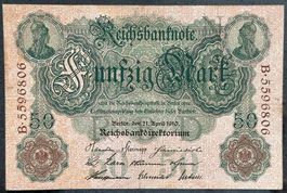 Seltene 50 Mark Reichsbanknote von 1910