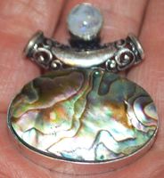 Anhänger L-5719 – Mondstein & Abalone Muschel 40x33mm