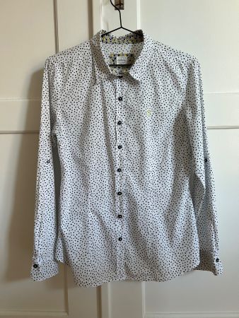 Bluse Taifun, weiss mit Punkten, Gr. M
