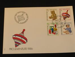 Pro Juventute FDC 1986 Nr. 298 - 301 Kinderspielzeuge