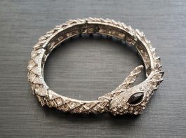 Schlangen-Armband (Armspange silberfarbig mit Strasssteinen)