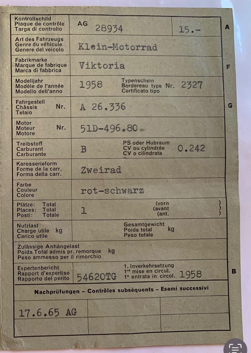 Victoria Ciclomotori: Viktoria, 1958, aus Sammlung – Usato da Pfyn venduto da Sindi73 5