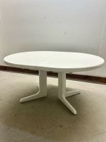 Weisser Ausziehtisch, oval, Esstisch aus massiv Holz