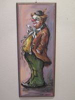 Originalbild von Max Urban der Clown Ölbild auf Holz