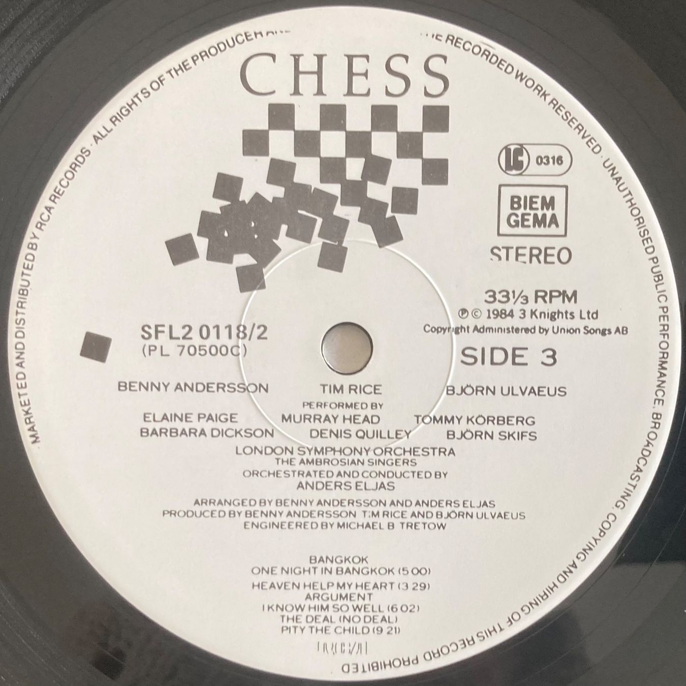 Dischi in vinile: BENNY ANDERSSON / TIM RICE / BJÖRN ULVAEUS - CHESS – Usato da Poliez-Pittet venduto da Newtown-Records 6