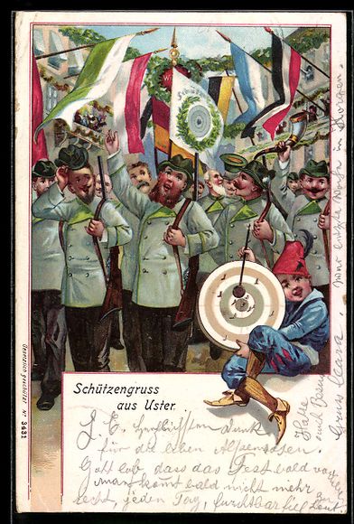 Ansichtskarten: Litho Uster, Szene vom Schützenfest mit – Gebraucht aus Berlin von bartko-reher