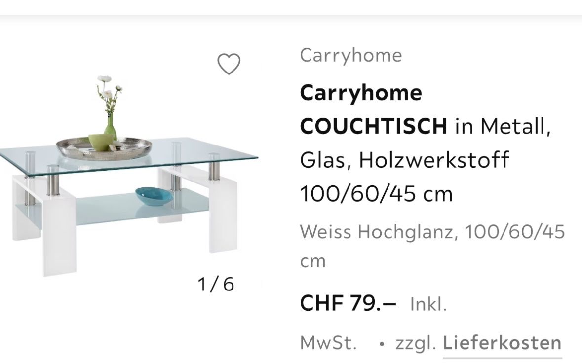 Tavoli: Stilvoller Couchtisch mit Glasplatte – Usato da Wynau venduto da xRahelx