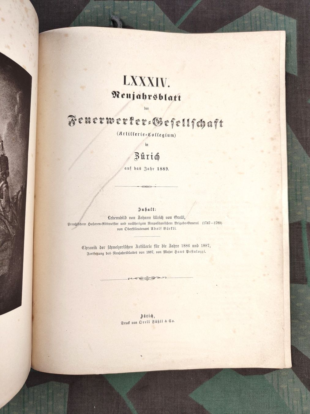 Schweizer Armee Uniformi: Neujahrsblatt der Feuerwerker-Gesellschaft Nr. 84, 1889 – Usato da Bauma venduto da SwissMilitaria 3