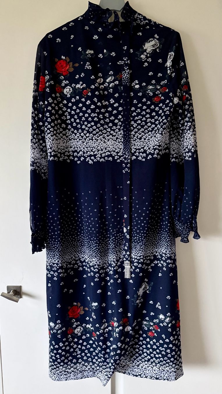 Vestiti: Langes fliessendes Jerseykleid blau gemustert, Polyester – Nuovo (secondo la descrizione) da Oberrieden venduto da pet_n2c2 1