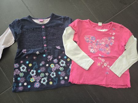 2er Set: Mädchen Langarmshirts, Grösse 104-110