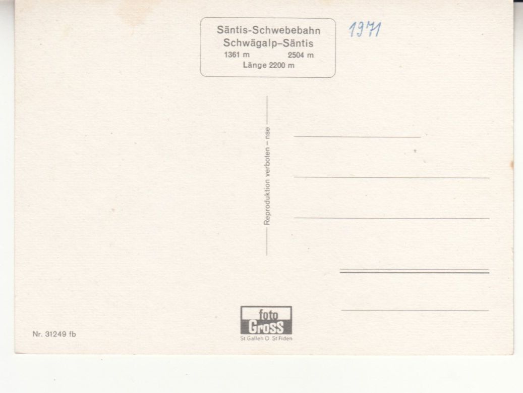Ansichtskarten: Schwägalp Säntis 1971 – Gebraucht aus Bürglen TG von StampGraf 1